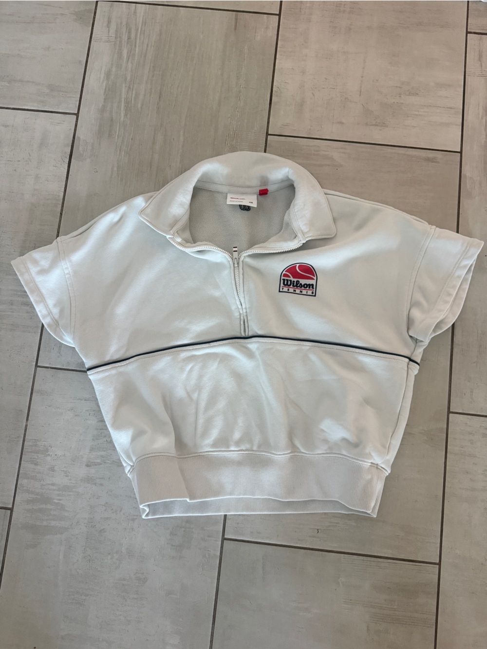 WILSON short sleeve quart zip sweatshirt with Black Piping and Logo size XS